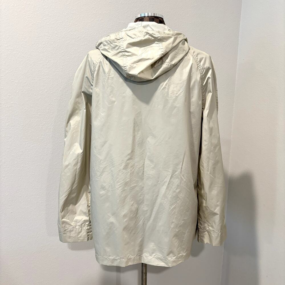 Moschino Life Windbreaker Large Tan Beige Hooded Jacket Coat Full Zip Gorpcore - Picture 3 of 9